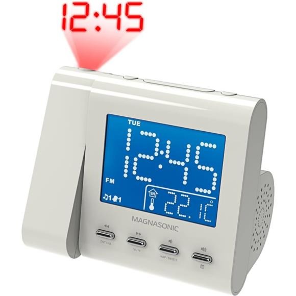 Projection Alarm Clock with AM/FM Radio,Battery Backup, Auto Time Set,Dual Alarm - Picture 3 of 6